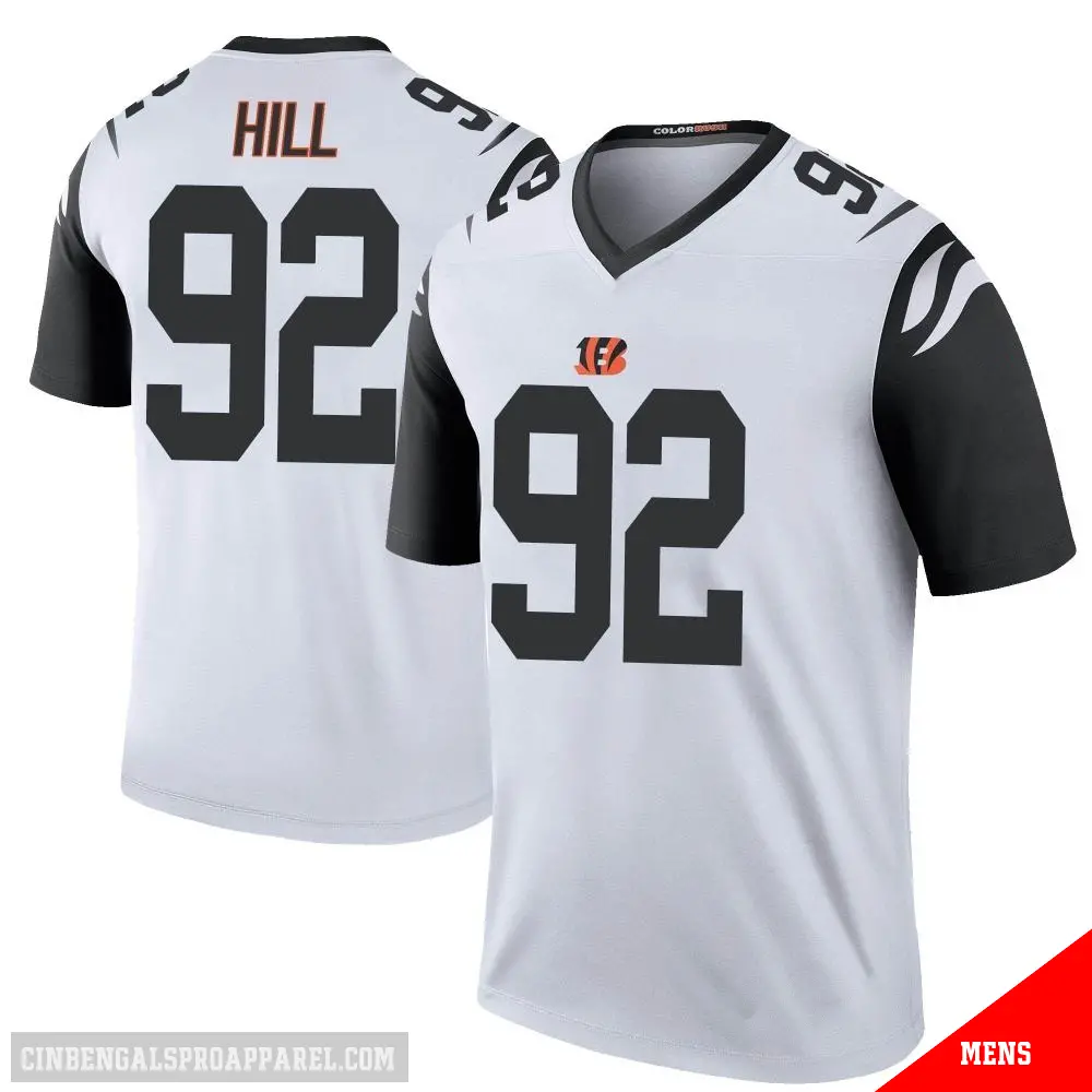 ＃92 Men's B.J. Hill White Legend Cincinnati Bengals Color Rush Jersey