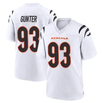 ＃93 Men's Jeff Gunter White Game Cincinnati Bengals Jersey