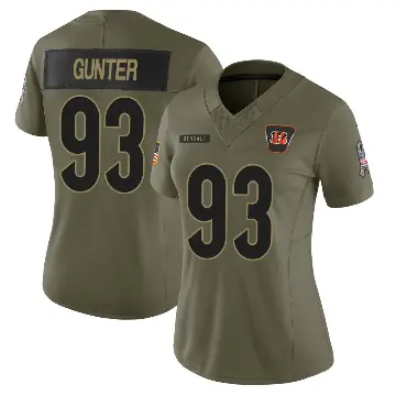 ＃93 Women's Jeff Gunter Olive Limited Cincinnati Bengals 2025 Salute to Service Jersey