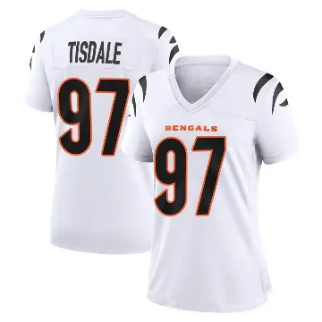 ＃97 Women's Tariqious Tisdale White Game Cincinnati Bengals Jersey