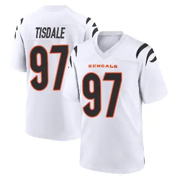 ＃97 Youth Tariqious Tisdale White Game Cincinnati Bengals Jersey