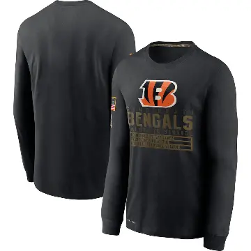 Men's Black Cincinnati Bengals 2020 Salute to Service Sideline Performance Long Sleeve T-Shirt