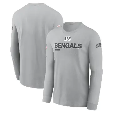 Men's Gray Cincinnati Bengals 2024 Salute To Service Long Sleeve T-Shirt