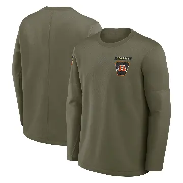 Men's Olive Cincinnati Bengals 2025 Salute to Service Sideline Coaches Long Sleeve T-Shirt