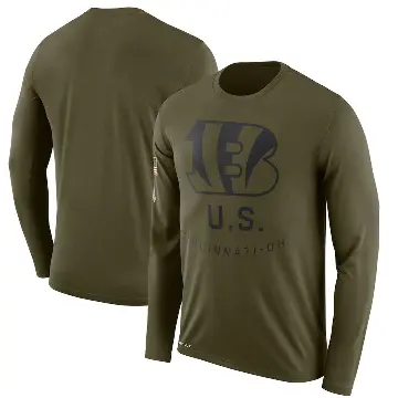 Men's Olive Legend Cincinnati Bengals 2018 Salute to Service Sideline Performance Long Sleeve T-Shirt