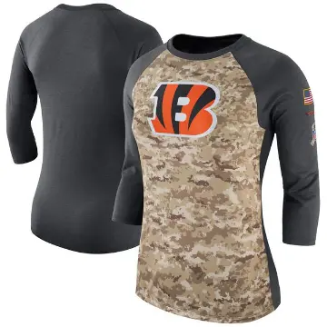 Women's Camo/Charcoal Legend Cincinnati Bengals Salute to Service 2017 Three-Quarter Raglan Sleeve T-Shirt