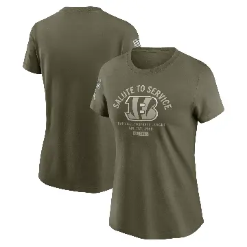 Women's Olive Cincinnati Bengals 2025 Salute to Service Sideline T-Shirt